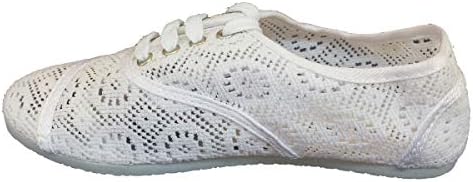 Women's Fashion Crochet Canvas Lace Up Flat Shoes (8.5, Crochet White) | Image 2