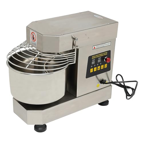 Commercial 10.5Qt Dual Dough Mixer with Stainless Steel Bowl
