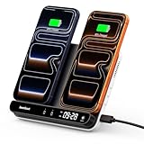 Dual Wireless Charger Stand, SwanScout 504, Foldable Wireless Charging Station Pad for iPhone Air/17/16/15 Series, Samsung Galaxy S25/S24/S23, Google Pixel 10/9/8, Android Phones, AirPods/Galaxy Buds