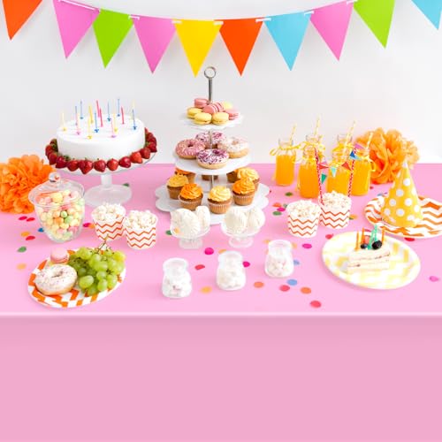 Image of Hxezoc Pink Disposable Plastic Tablecloth, 54 x 108 Inches Waterproof Table Cover for Wedding Birthday Party Baby Shower Decorations Outdoor Indoor Party Supplies