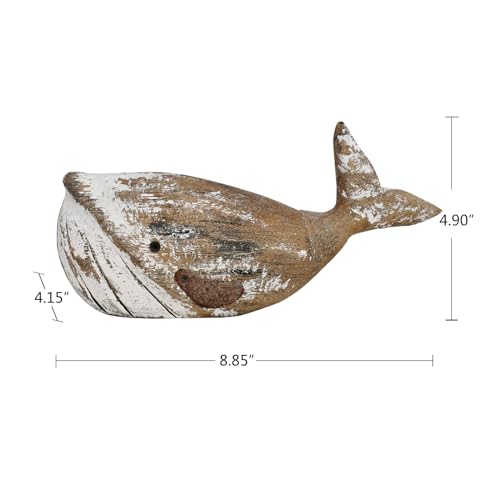 Estatua rústica de ballena de madera para decoración miniatura 2