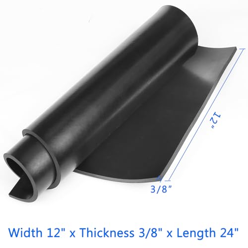 Image of WochiTV Solid Rubber Sheets, 12 inch Wide x 3 /8 inch Thick x 24 inch Long Neoprene Rubber Strips Rolls Perfect for DIY Gasket Material, Sealing, Liner, Shield, Padding, Mat