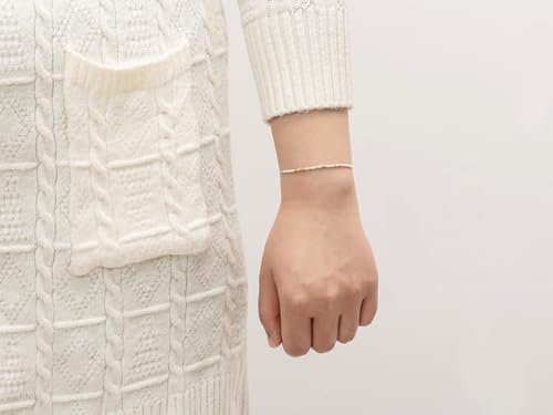 RareLove Goddaughter Gifts from Godmother Goddaughter Morse Code Beaded Bracelet Baptism Gifts for Girl, Gifts for Goddaughter First Holy Communion Gifts White Gold Pony Seed Tiny Beads, 3M25MS0042