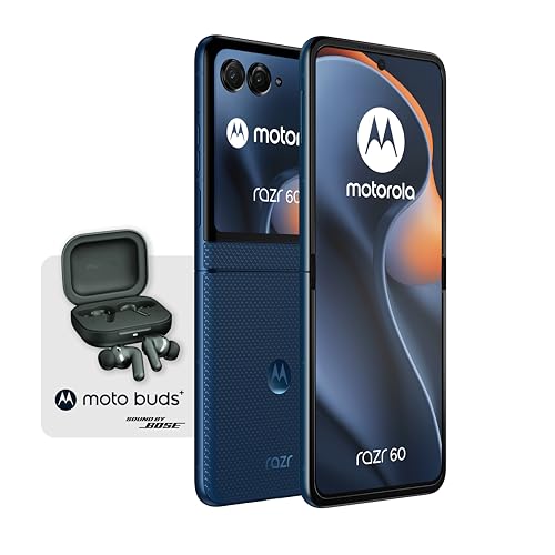 Motorola Razr 60 con Moto AI + moto buds+ 8/256GB, 50MP+13MP, selfie 32MP, esterno 3.63', interno 6.9' pOLED, 120Hz, MediaTek Dimensity 7400X, 4500mAh, 5G Dual SIM, Android 15 PANTONE Gibraltar Sea