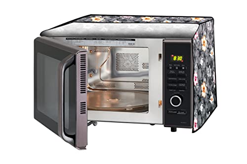 Image of Stylista Microwave Oven Cover for LG 28 L Convection Microwave Oven MJ2886BFUM Floral Pattern Grey