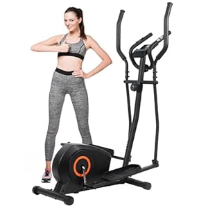 Panana Magnetic Elliptical Machine Quiet Smooth Stepping Elliptical Trainer Exercise Equipment w/ 8 Levels Adjustable Resistance,Wheels,Flywheel,LCD Monitor Pulse Sensor,Ipad Holder Home Gym Office