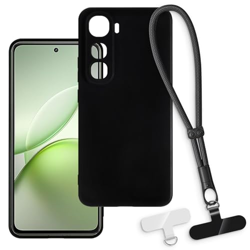 OAGELIM 2-in-1�ی�P�[�X�ƃ��X�g�X�g���b�v Vivo iQOO Z10 Lite 4G �Ƃ̌݊������� ���O���\�ȃ��j���[�h�t���d�b�J�o�[�A����~�ߕ����h�~�O���b�v�n���h�� (�u���b�N + �u���b�N)