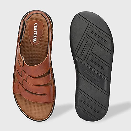Image of Centrino Men's Sandals |Classical Thong Lightweight Quick-dry Flip Flops | Secure Hook & Loop Closure | Comfortable Close Strap | Heavy Density for Arch Support Comfort, Hand Stitched Chappal (3669)