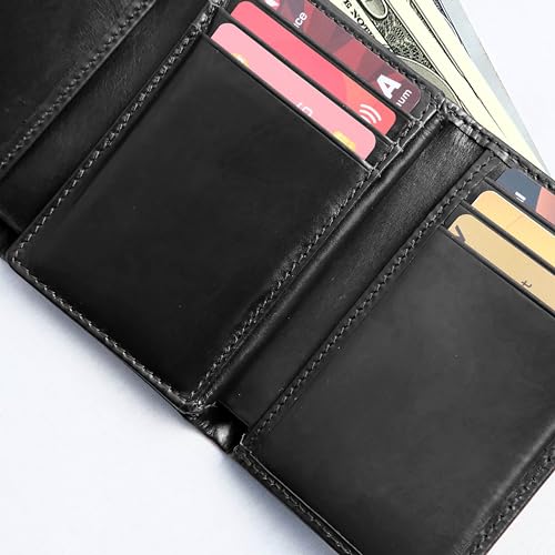 VERSAINSECT king Trifold Genuine Leather Wallet for Men With Flip Out ID Window (Brown)4