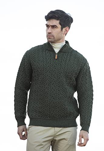Aran Crafts Men's Wool Half Zip Sweater2