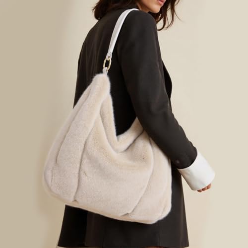 Bolso de hombro de felpa para mujer suave invierno miniatura 2