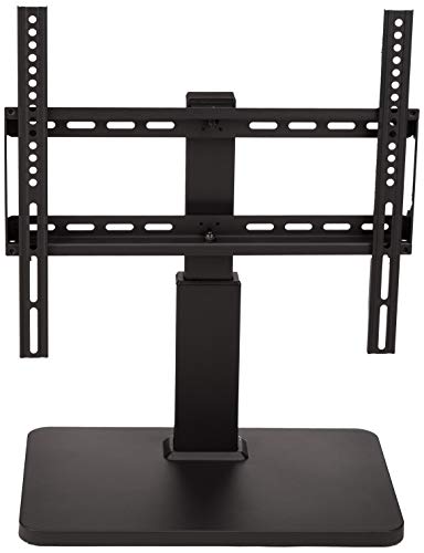 Image of Amazon Basics Swivel Pedestal Table Top TV Mount, Height Adjustable 14-19 Inches, for 32 inch to 65 inch TVs up to 55 lbs, Universal TV Stand, VESA 400x400, Black