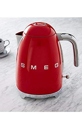 Image of Smeg 1.7L Electric Kettle 2400W, Original Italian Brand, Patented Smeg Color, Highest Food Grade Stainless Steel Full Body, Soft Lid Opening System, Luxury 50's Style (Red)