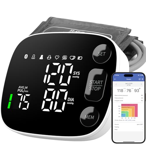Blood Pressure Monitor Automatic Upper Arm BP Machine for Home Use with Bluetooth App Sync 2x120...