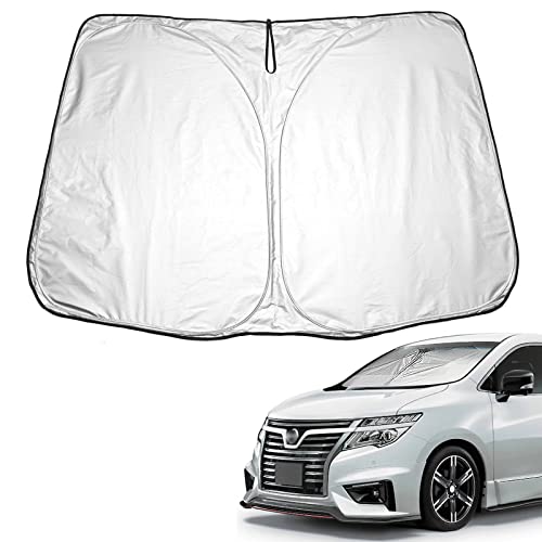 SXCY 新型 日産 エルグランド E52 サンシェード 後期 フロントガラス用 UVカット 日よけ 遮光 紫外線カット 遮光カーテン 折り畳み式 収納袋付き 取付簡単 カスタムパーツ アクセサリー