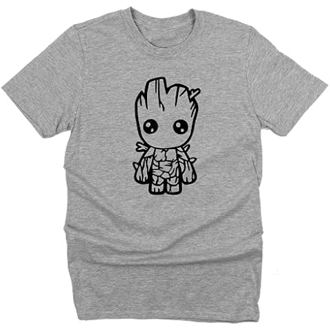 GP-Tees Baby Groot Cartoon Super Hero Movie & Comic Book Fan Premium Quality Modern Fit T-Shirt Top for Men (Grey - Large) Cover