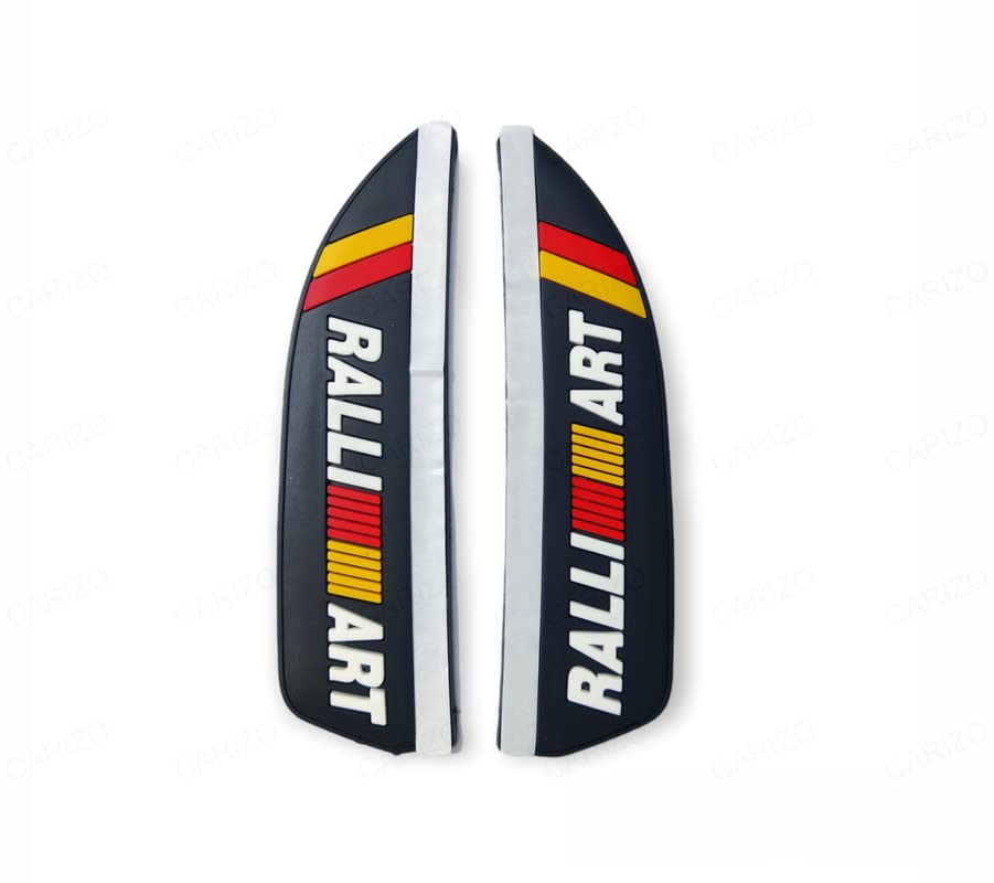 MIZZEO Mirror Rain Visor Guards (Ralli Art, Pack of 2) Rear View Side Mirror Rain Eyebrow, Universal Auto Side Mirror Cover Compatible with Mahindra Thar (2020)