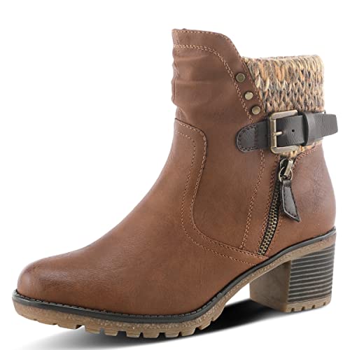 Spring Step Relife Style Rene Knee High Ankle Boots for Women | Shoes for Women with Zipper Closure, Sweater Knit Cuff and Faux Fur Insole