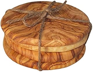 Naturally Med Olive Wood Pebble Coasters - Set of 4