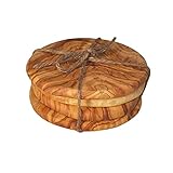 Naturally Med Olive Wood Pebble Coasters - Set of 4