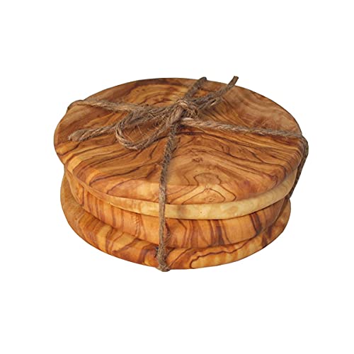 Naturally Med Olive Wood Pebble Coasters - Set of 4