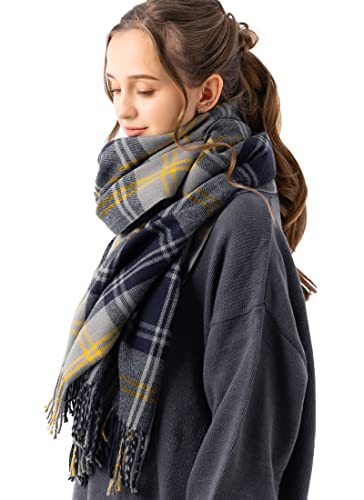 [Ｌｏｏ＆ｃ] [ルーアンドシー] 厚手 大判ルーシーストール レディース ストール 秋冬 大きいサイズ 大判ストール チェック柄 無地 ショール ひざ掛け メンズ ユニセックス (18ラフィネグレー, フリー)のサムネイル