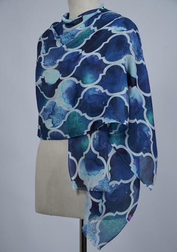 Image of VIC Cotton Modal Digital Print Scarf for Women | Digital Print Designer Stole | Soft Lightweight Luxury Wrap | Premium Cotton Modal Blend | 55 x 170 cm | VIC-SM-DP5517