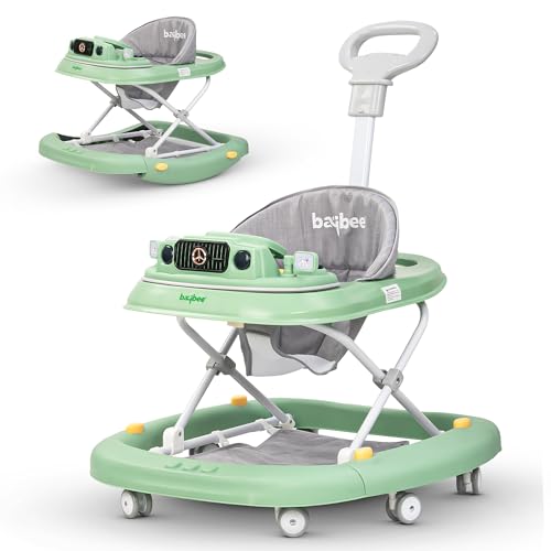 Image of Baybee 2 in 1 Gypsy Baby Walker for Kids with Rocker, Parental Push Handle | Activity Push Walker with Adjustable Height & Musical Toy Bar | Kids Walker for Baby 6-18 Months Boy Girl (Green)