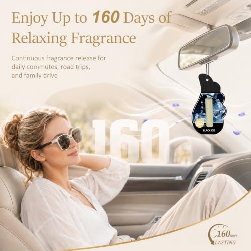 Image of Hanging Car Air Freshener Adjustable Fragrance Control Black Ice 4Pack | Liquid Oil Diffuser Customize Scent Intensity Lasts 40+ Days Car accessories For Car Home & Office