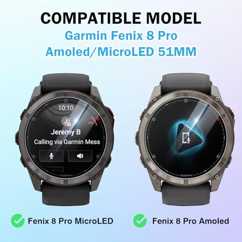 Image of 4 Pack Compatible for Garmin Fenix 8 Pro Amoled /MicroLED 51mm Screen Protector, HD Clear 9H Tempered Glass Protective Film for Fenix 8 Pro 51mm Watch Screen, Anti-scratch & Sensitive Touch