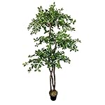 Cypress & Alabaster Handmade 6.5ft 3-Tier Italian Black Olive Leaf Artificial Tree with Ethically Sourced Real Wood Trunks, Hypoallergenic, 6.5-Foot, Green