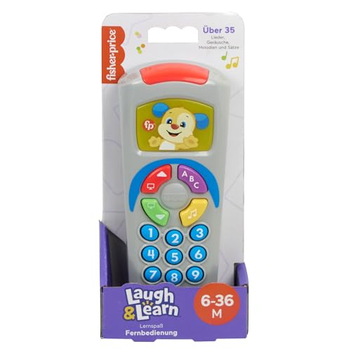 Fisher-Price Lernspaß Lernspielzeug für Babys Hündchen-Fernbedienung Spielzeugfernbedienung mit Musik und Lichtern für Kinder ab 6 Monaten, deutsche Version, HXB88