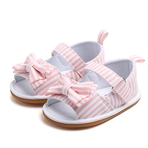 Morbido Infant Baby Girl Sandal Premium Soft Rubber Sole Anti-Slip Summer Bow Shoe Toddler Flats First Walkers Crib Shoe