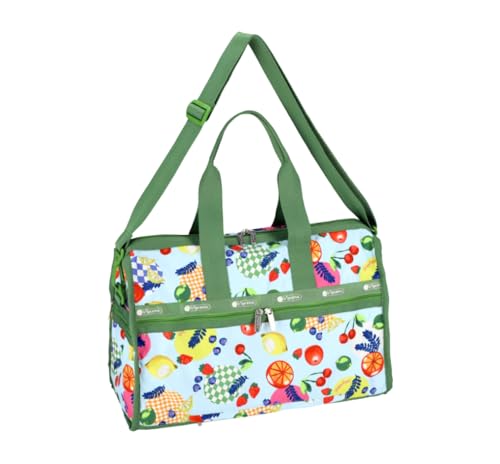 LeSportsac Fresh Fruit Deluxe Medium Weekender Crossbody Bag, Style 4318/Color E840, Whimsical Sunkissed Artfully Arranged Fruit, Vibrant Juicy Oranges, Lemons & Limes, Sweet Cherries & Berries