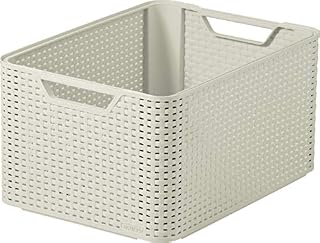 Curver Style Large Rectangular Storage Basket, Vintage White, 30 Litre