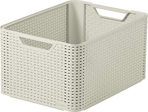 Curver Style Large Rectangular Storage Basket, Vintage White, 30 Litre Curver Style Large Rectangular Storage Basket, Vintage White, 30 Litre