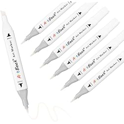 ArtBeek Alcohol Markers, White Blender Pens, 6Pcs Blending Blender Dual Tips Brush & Chisel Pen for Art Markers (Colorless)