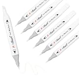 ArtBeek Alcohol Markers, White Blender Pens, 6Pcs Blending Blender Dual Tips Brush & Chisel Pen for Art Markers...