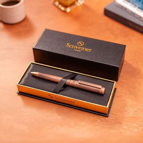 Image of Scriveiner Copper Ballpoint Pen - Stunning Luxury Pen, Schmidt Black Refill, Best Ball Pen Gift Set for Men & Women, Professional Executive Office, Nice Fancy Designer Pens