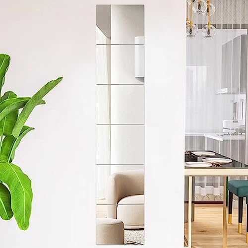 Mutiwill6PCS Wall Mounted Mirror Decoration DIY Stickers Self-Adhesive Wall Mounted Mirror for Bathroom Living Room