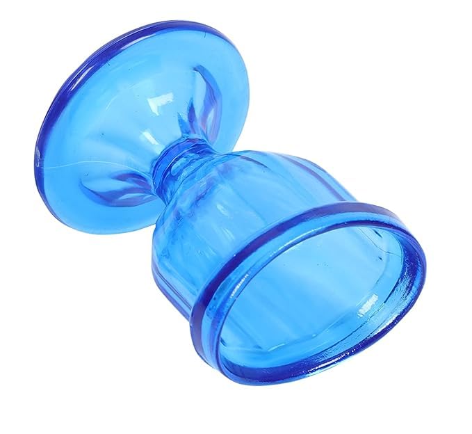 Image of QimacPlus Premium Glass Eye Wash Cup for Gentle and Effective Eye Cleansing - Engineered for Superior Comfort, Smooth Edges, Eye-Shaped Rim, Snug Fit - Includes Storage Container (Set of 1) (Blue)