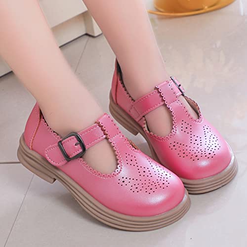 Children Shunky Heel Flower Sandals Fashion Princess Shoes Performance Sandals Children Shoes Kids Strap (Pink, 3 Big Kids)2