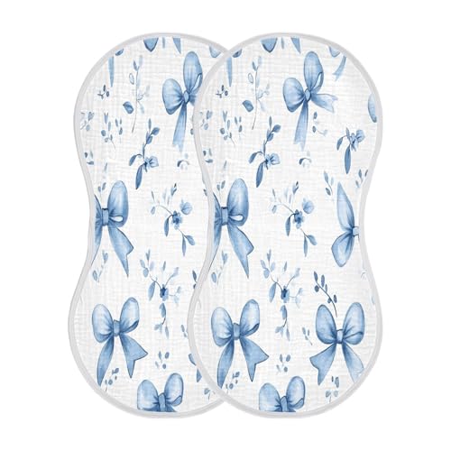 Bows and Flowers Burp Cloths Cotton Baby Washcloths,Large 22x11in Burping Cloth Absorbent and Soft for Newborn Baby Boys and Girls,1 Pack2