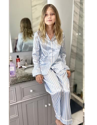 Arshiner Girls Pajamas Silk Satin Pajama Set Long Sleeve Pjs Button Down Sleepwear4