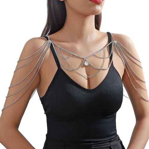 Rhinestone Shoulder Chain Necklace Sexy Arm Chain Bridal Multi-layered Crystal Back Chain Jewelry for Women2