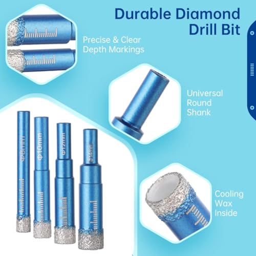 Kit de brocas diamantadas redondas 6 piezas miniatura 7
