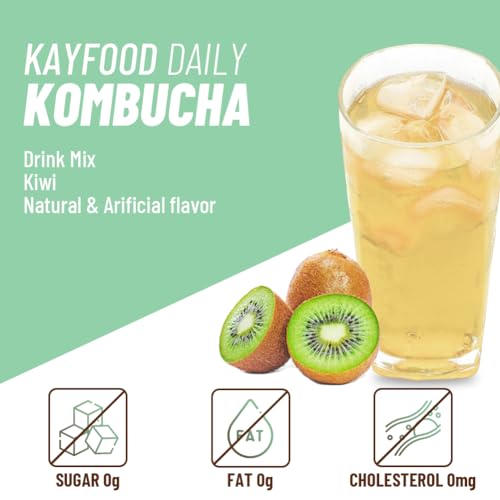 KAYFOOD Kombucha Kiwi Garden Daily 20 Sticks with Gift Bottle Zero Sugar, Diet, Gut Healthy Sparkling Beverage, Fermented Korean Drink for Iced Tea, Workout Tea 3.52oz (100g)