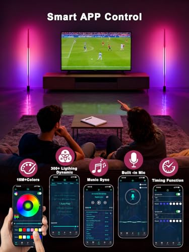 Lámpara de pie LED inteligente de esquina pack de 2 con RGB y control 5
