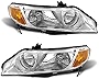 ADCARLIGHTS Compatible with 2006-2011 Civic Headlight Assembly for 06-11 Honda Civic Sedan 4-Door Clear Lens Chrome Housing with Amber Reflector Headlamp Replacement Left and Right
