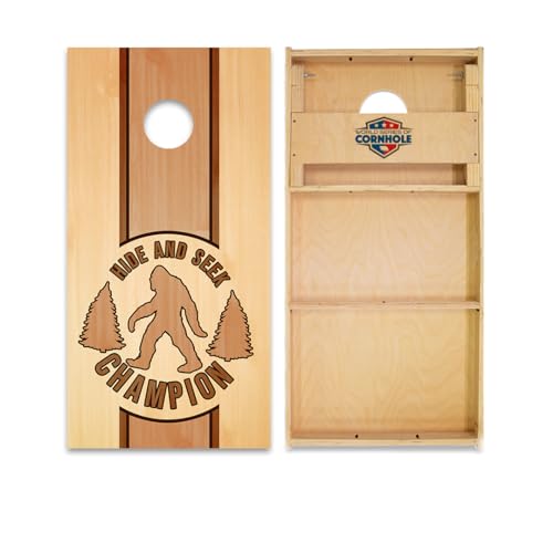 Skip's Garage Hide and Seek Sasquatch Cornhole Boards - WSOC Runway Series - Includes (2) Boards (NO Bags) + (2) Board Hole Lights